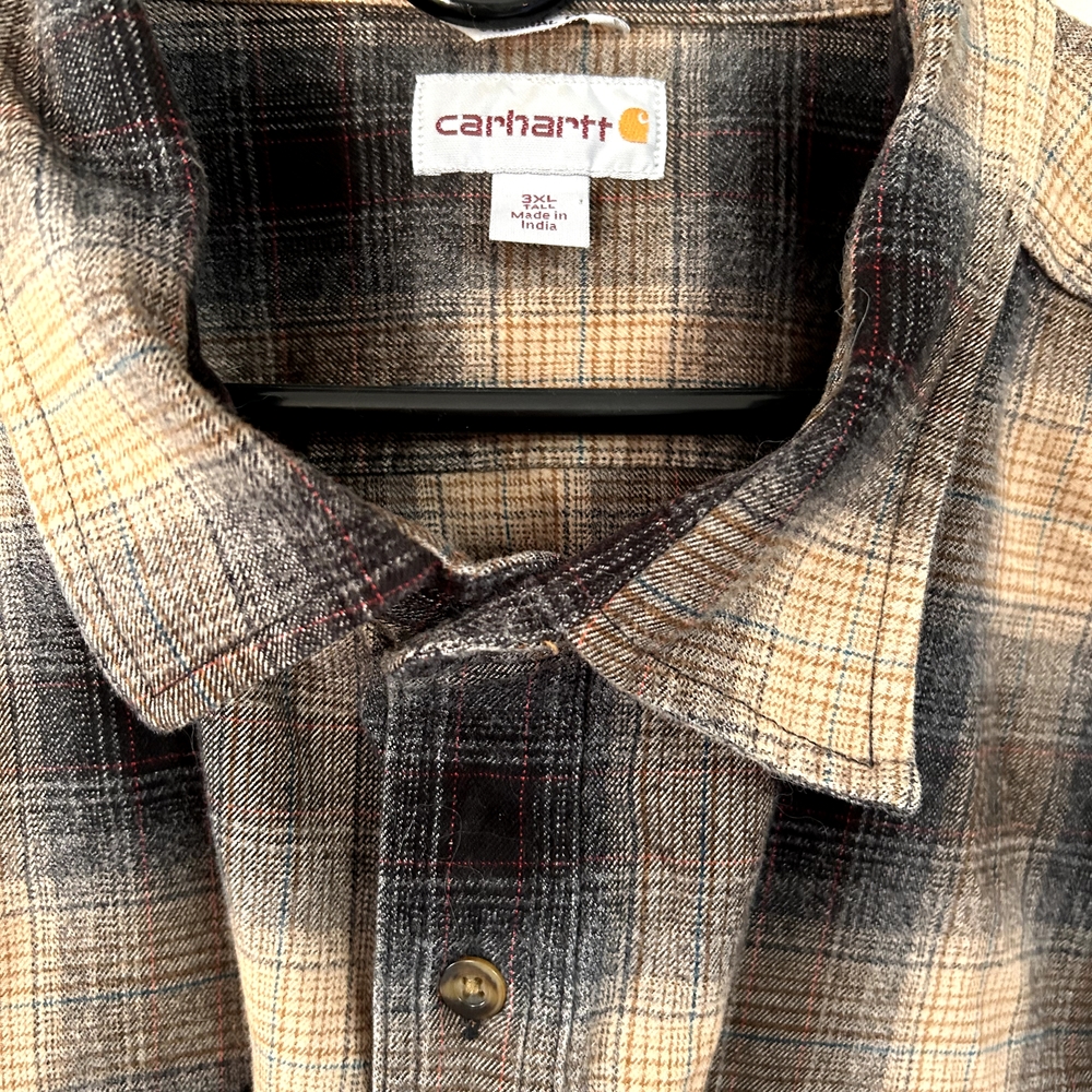 Carhartt Men's Plaid Shirt - Black and Tan
